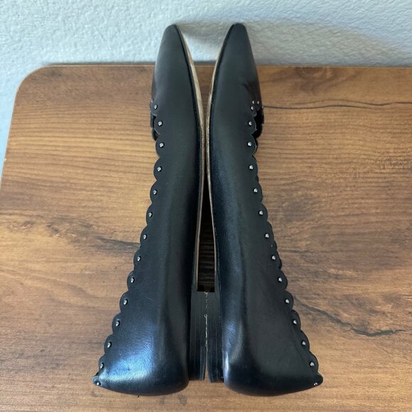 Coach Jill Scallop Pointed Flat Leather Shoes Classy Timeless Minimalist Black 7 - Picture 4 of 6